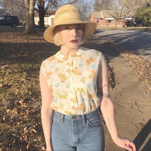 Vintage Peter Pan Collar Butterfly Tank Top